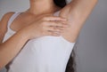 Woman showing her smooth armpit Royalty Free Stock Photo