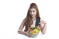 Woman showing salad for Healthy Royalty Free Stock Photo