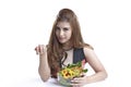 Woman showing salad for Healthy Royalty Free Stock Photo