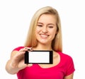 Woman Showing Smart Phone Royalty Free Stock Photo