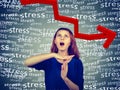 Woman showing time out hand gesture, screaming to stop stress Royalty Free Stock Photo