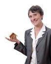 Woman showing a tiny chalet