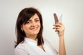 Woman showing tools Royalty Free Stock Photo