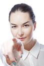 Woman shows finger Royalty Free Stock Photo