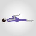 Woman shows yoga pose isolated flat vector silhouette