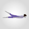 Woman shows yoga pose isolated flat vector silhouette