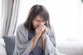 Woman sick and sneeze Royalty Free Stock Photo