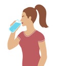 Woman sideview figure drinking water Royalty Free Stock Photo