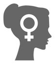 Woman with sign vector heads talking. Gender sign silhouette shape