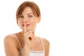 Woman silencing Royalty Free Stock Photo