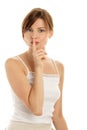 Woman silencing Royalty Free Stock Photo