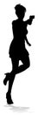 Woman Silhouette Action Secret Agent Spy With Gun Royalty Free Stock Photo