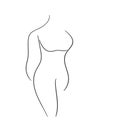 Woman silhouette art line body. Elegant female figure, naked girl. Line art style. Trendy vector illustration isolated