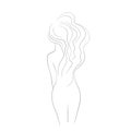 Woman silhouette art line body. Elegant female figure, naked girl. Line art style. Trendy vector illustration isolated