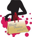 Woman silhouette with Black Friday sales bag