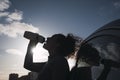 Woman silhouette drinking water Royalty Free Stock Photo