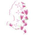 Woman silhouette with flowers Royalty Free Stock Photo