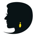 Woman - silhouette, earrings, black color on white background