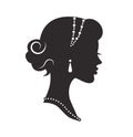 Woman silhouette historic with graceful hairstyle