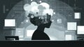 Woman silhouette illustrating artificial intelligence and cloud computing Royalty Free Stock Photo