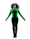 Woman silhouette isolated jumping happy Royalty Free Stock Photo