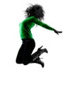 Woman silhouette isolated jumping happy Royalty Free Stock Photo