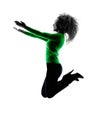 Woman silhouette isolated jumping happy Royalty Free Stock Photo