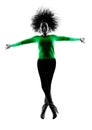 Woman silhouette isolated jumping happy Royalty Free Stock Photo