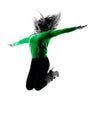 Woman silhouette isolated jumping happy Royalty Free Stock Photo