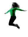 Woman silhouette isolated jumping happy Royalty Free Stock Photo