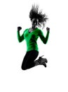 Woman silhouette isolated jumping happy Royalty Free Stock Photo