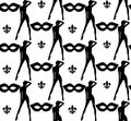 Black and white seamless wallpaper woman mask symbol