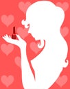 Woman silhouette with nail polish