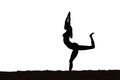 woman silhouette practicing yoga on the beach isolated on whhite background illustration generative ai Royalty Free Stock Photo