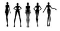 Woman silhouette set, models, vector, fashion illustration Royalty Free Stock Photo