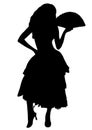 Woman silhouette, Spanish dancer, in traditional dress Royalty Free Stock Photo