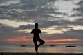 Woman silhouette at sunset. White beach. Boracay Island. Malay. Aklan. Western Visayas. Philippines Royalty Free Stock Photo