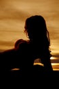 Woman silhouette swimsuit close upper body Royalty Free Stock Photo