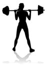 Gym Woman Silhouette Barbell Weights Royalty Free Stock Photo