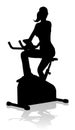 Gym Woman Silhouette Stationary Exercise Spin Bike