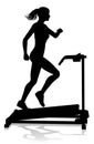 Gym Woman Silhouette Treadmill Running Machine Royalty Free Stock Photo