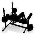 Gym Woman Silhouette Weights Bench Barbell Royalty Free Stock Photo