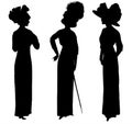 Woman silhouette vintage elegant dress hat. Fashion girls isolated