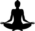 Woman silhouette in yoga lotus position Royalty Free Stock Photo