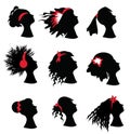 Woman silhouettes with diffrent haircuts