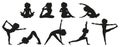 Woman silhouettes yoga poses set