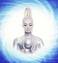 Woman with a silver ball Royalty Free Stock Photo