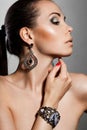 Woman with silver jewelry Royalty Free Stock Photo