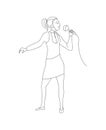 Woman sing into microphone vector