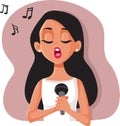 Woman Singing at the Microphone Vector Character